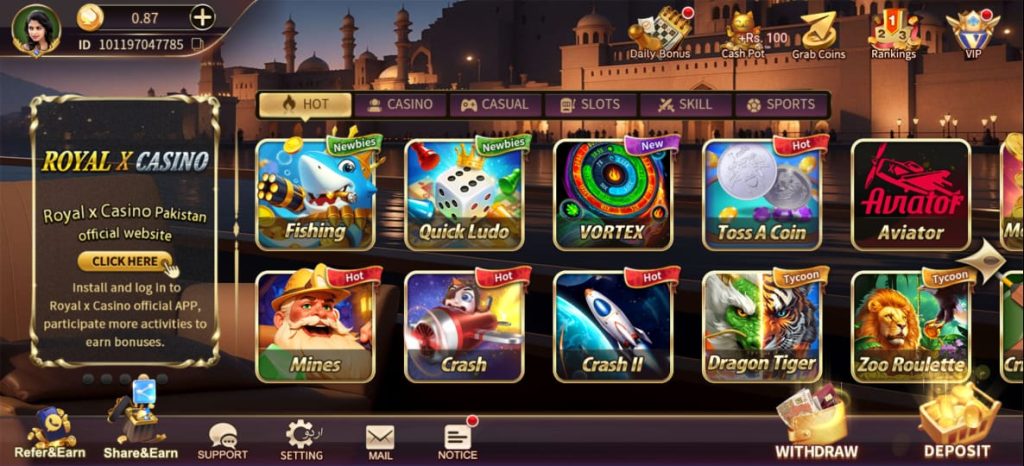 Royal X Casino Lobby